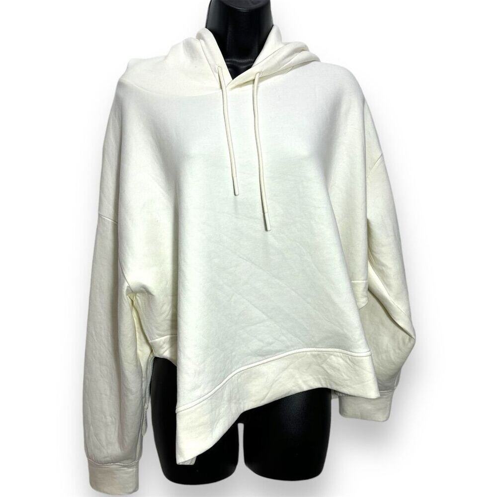 Hudson North Women's Oversized Cropped Hoodie Ivory Size L Casual
